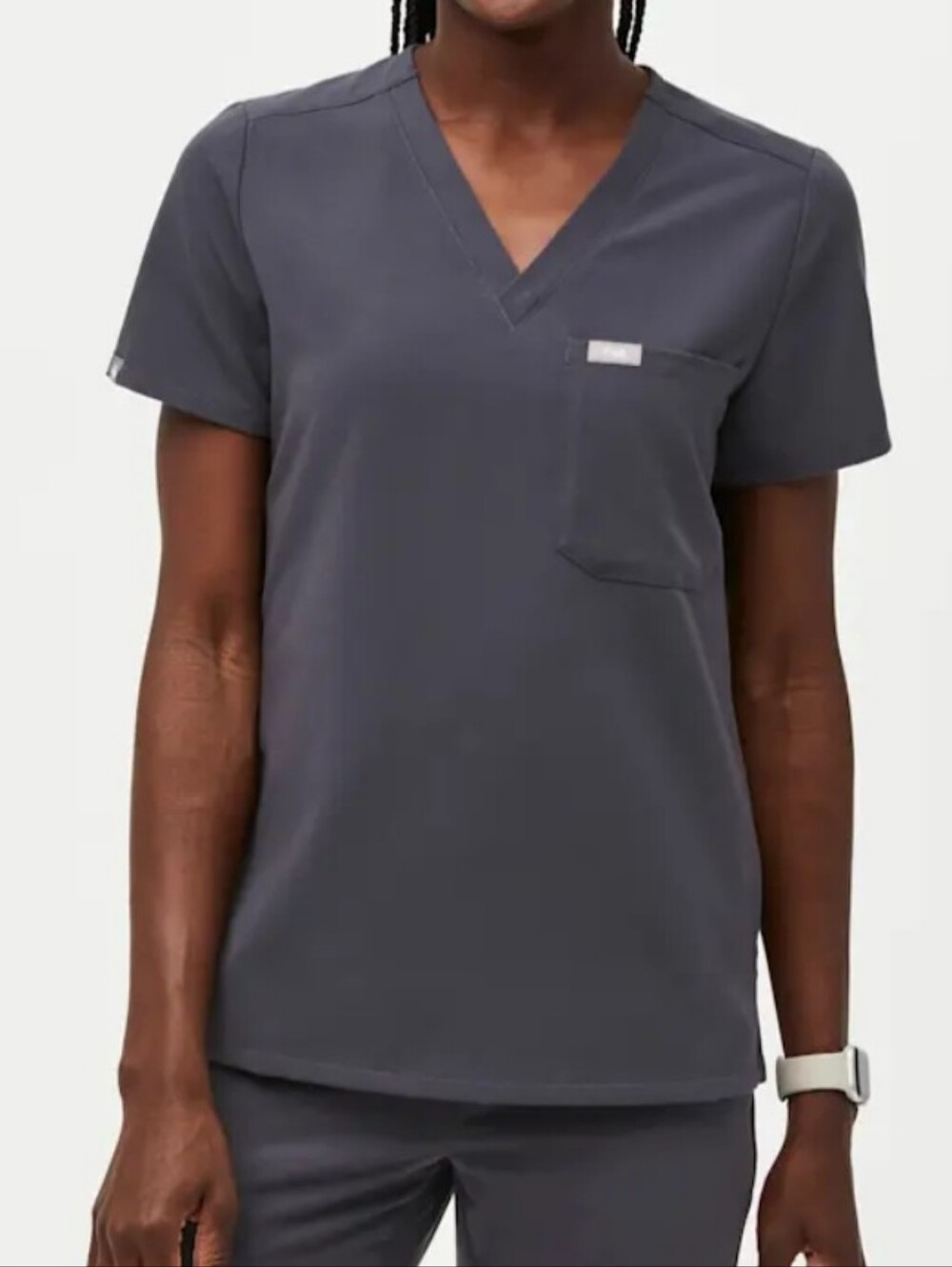 FIGS Catarina Scrub Top Charcoal Gray Grey Medium